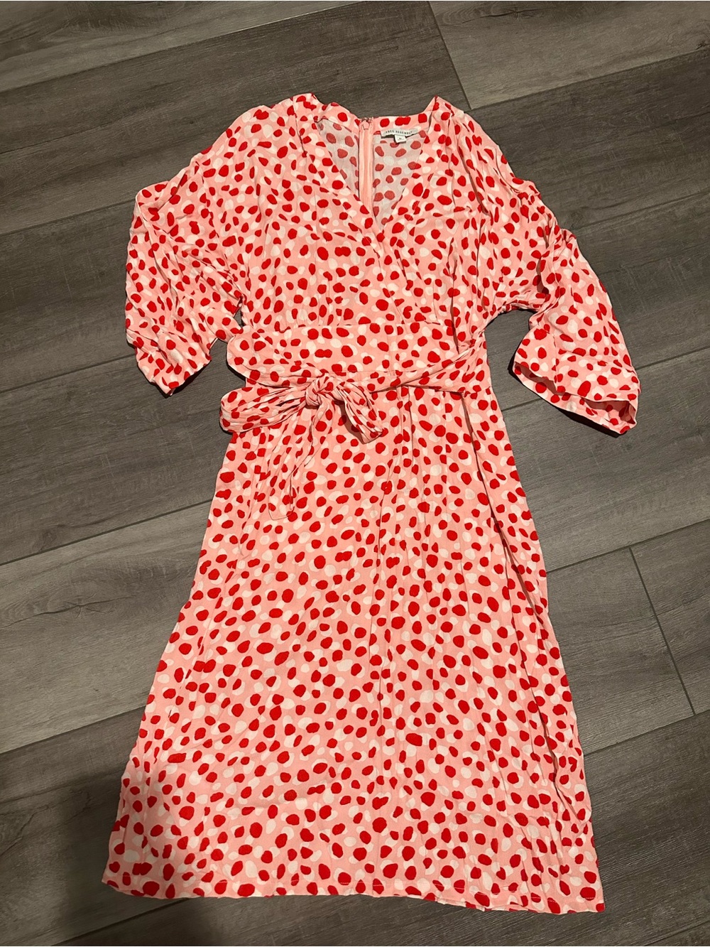 Red Polka Midi Wrap Dress with Tie Waist